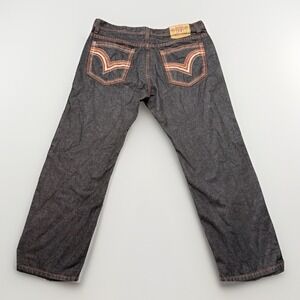 Ablanche Baggy Jeans 36x28 Y2k 00s Embroidered Red Skater Denim Grunge Straight